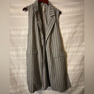 South Rain Gray Striped Trench Seersucker Utility Duster Vest